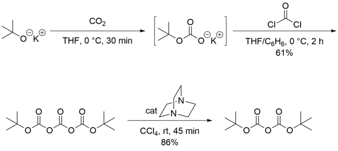 Di-tert-butyl dicarbonate, Tarbell's synthesis of Boc anhydride (1977)