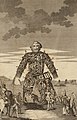 An 18th century engraving of a Celtic wicker man, ready for burning