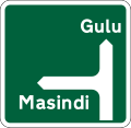 Map-type advance direction sign – T-intersection - Primary roads.