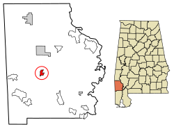 Location of Tibbie in Washington County, Alabama.