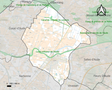 Carte des ZNIEFF de type 1 sur la commune.