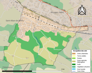 Carte en couleurs présentant l'occupation des sols.