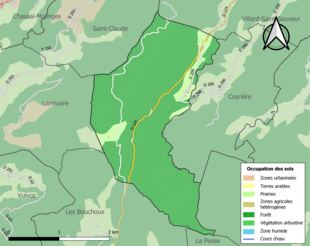 Carte en couleurs présentant l'occupation des sols.