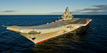 Admiral Kuznetsov departed for the Mediterranean on 15 October 2016 Admiral Kuznetsov aircraft carrier.jpg