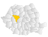 Mapa Rumunska zvýrazňující okres Alba