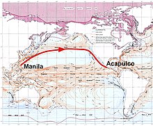 The Urdaneta Tornaviaje Route of the Manila-Acapulco Galleon Trade, connecting the Philippines to the Americas Andres Urdaneta Tornaviaje.jpg