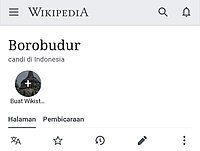 Tangkapan layar Wikipedia, menampilkan sebuah tombol untuk membuat Wikistories di bawah judul artikel
