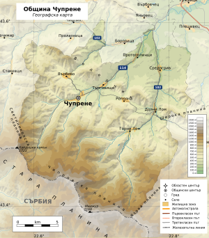 Община Чупрене на карте