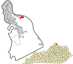 Location in Campbell County and the state of کنتاکی ایالتی.