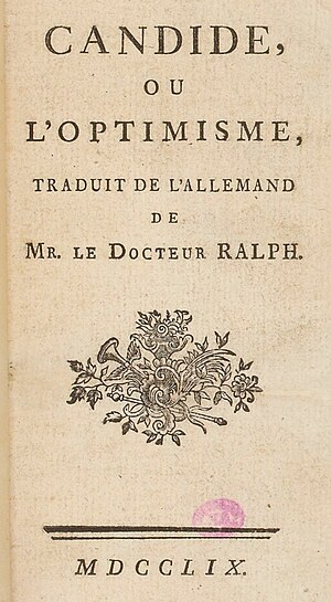 This was a frontispiece of Voltaire's Candide,...