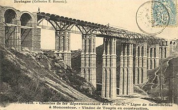 Construction du viaduc de Toupin, en 1904.