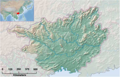 Mapa de localización de Guangxi