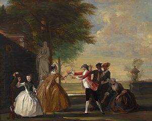 Hollantilainen Cornelis Troost oli 1700-luvun tunnettuja satiirisia genremaalareita. Sokkoleikki 1700 -luku.