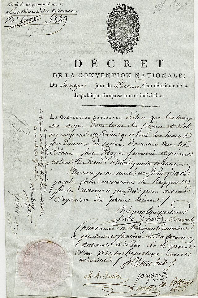 Description de l'image Décret d'abolition de l’esclavage par la Convention- Archives nationales-BB-34-1-58.jpg.