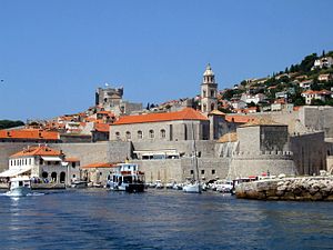 English: Dubrovnik, Croatia - harbour and city...