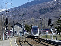 Rame TGV assurant la relation Bourg-Saint-Maurice – Paris-Gare-de-Lyon.