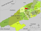 Localización de Guadasequies con respecto a la comarca del Valle de Albaida