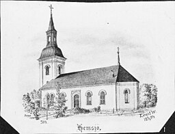 Kyrkan på teckning från 1894.