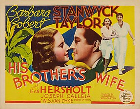 Barbara Stanwyck Robert Taylorrekin, His Brother's Wife 1936