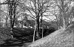 Huskvarna kyrkogård sedd från platsen för Garpa skans