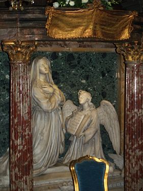 Sankta Franciska och ängeln. Skulptur utförd av Giosuè Meli.