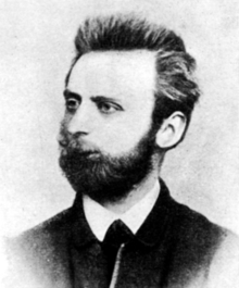 Black-and-white photograph of Johann Most in 1879