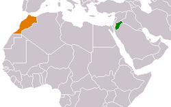 Карта с указанием местоположения Иордании и Марокко