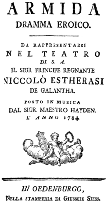 Joseph Haydn - Armida - titlepage of the libretto