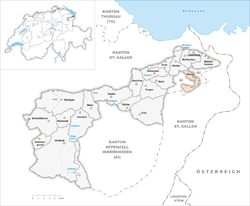 Reuten sijainti Appenzell Ausserrhodenin kantonissa.