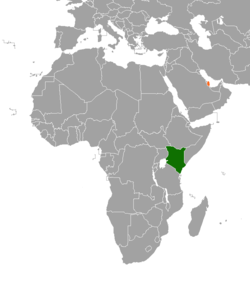 Map indicating locations of Kenya and Qatar