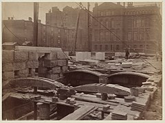 Formwork for shallow tile arches along Boylston Street