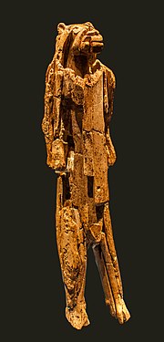Lowenmensch
figurine, Germany, between 35,000 and 41,000 years old. One of the oldest-known examples of an artistic representation and the oldest confirmed statue ever discovered. Loewenmensch1.jpg
