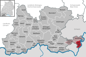 Poziția Lottstetten pe harta districtului Waldshut