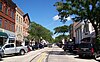 Main Street in Northport, New York, showing the abandoned streetcar track in 2008