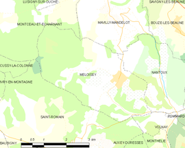 Mapa obce Meloisey