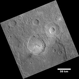 Northern Matisse crater, with Ngu Facula and Ahas Facula.