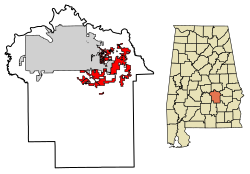 Location of Pike Road in Montgomery County, Alabama