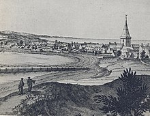 Montrose, depicted in 1678. The town, along with the north-eastern coast generally, was a source of Jacobite recruits. Montrose Slezer 1678.jpg