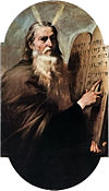 رسم تخيلي للنبي موسى وهو يحمل ألواح الشرائع