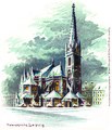 Peterskirche Leipzig, Lithographie der Peterskirche Leipzig, Bruno Bürger & Ottilie, Leipzig, 1898