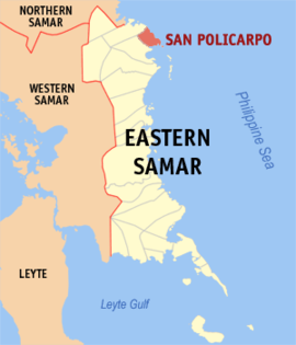 San Policarpo na Samar Oriental Coordenadas : 12°10'44.76"N, 125°30'25.92"E