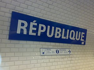 République station on the Paris Métropolitain ...