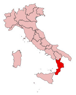 موقعیت کالابریا در ایتالیا