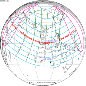 Carte de l'éclipse générale.