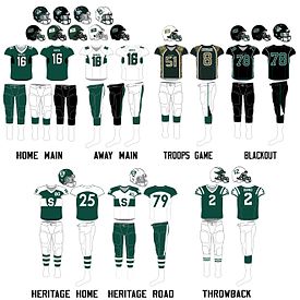 Saskatchewan Huskies football uniforms since 2012.jpg