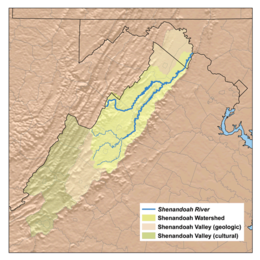A map of the Shenandoah Valley Shenandoah watershed.png