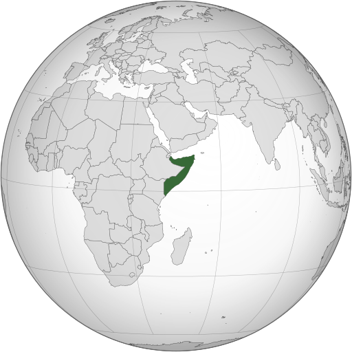 Area controlled by Somalia reported in dark green; claimed but uncontrolled Somaliland⁠ introduced in light green. n.b., zones of authority are approximate at this time.