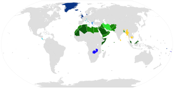 Confessional states
.mw-parser-output .legend{page-break-inside:avoid;break-inside:avoid-column}.mw-parser-output .legend-color{display:inline-block;min-width:1.25em;height:1.25em;line-height:1.25;margin:1px 0;text-align:center;border:1px solid black;background-color:transparent;color:black}.mw-parser-output .legend-text{}
Christianity (unspecified doctrines)
Roman Catholicism
Eastern Orthodoxy
Protestantism
Islam (unspecified doctrines)
Sunni Islam
Shi'a Islam
Buddhism State Religions.svg