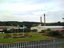 Papermills with chimney stacks