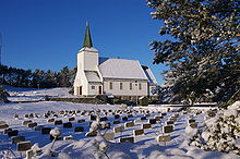 Most Norwegian villages have their own churches, like this one in Askoy. Tveit kirke.JPG